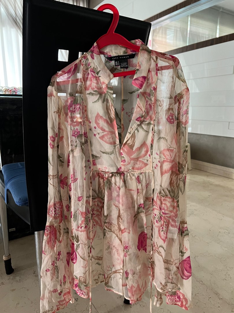 Zara silk blouse, Women's Fashion, Tops, Blouses on Carousell