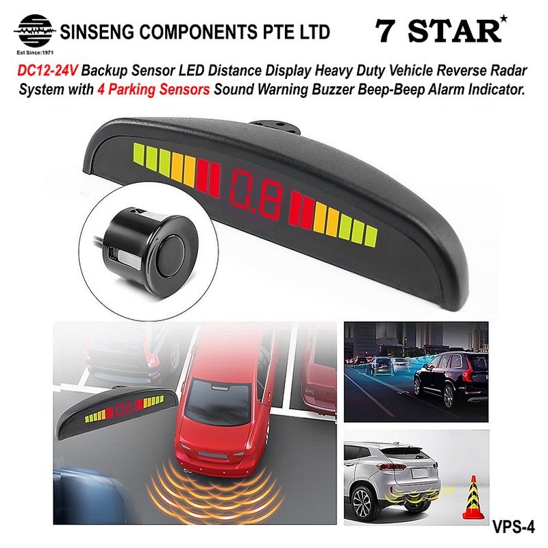 4PCS Reverse Sensor DC12-24V Backup Reverse Sensor LED Display Heavy ...