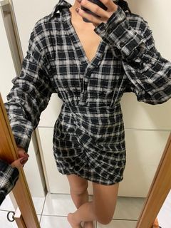 百搭黑白格紋🖤設計感襯衫洋裝