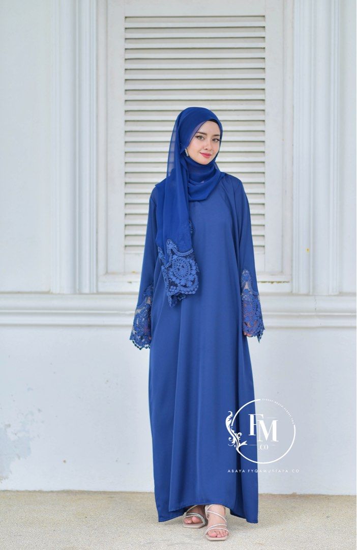 Abaya Qhairaa Dubai Navy Blue Women s Fashion Muslimah Fashion