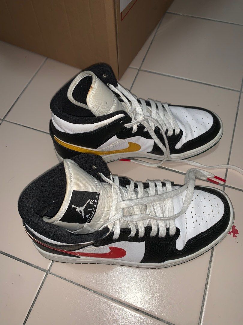Air jordan 1 mid sale alternates red and yellow swooshes