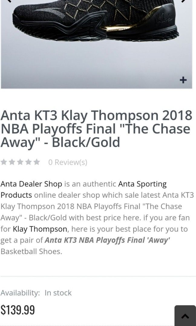 Anta klay thompson kt3 playoffs low on sale