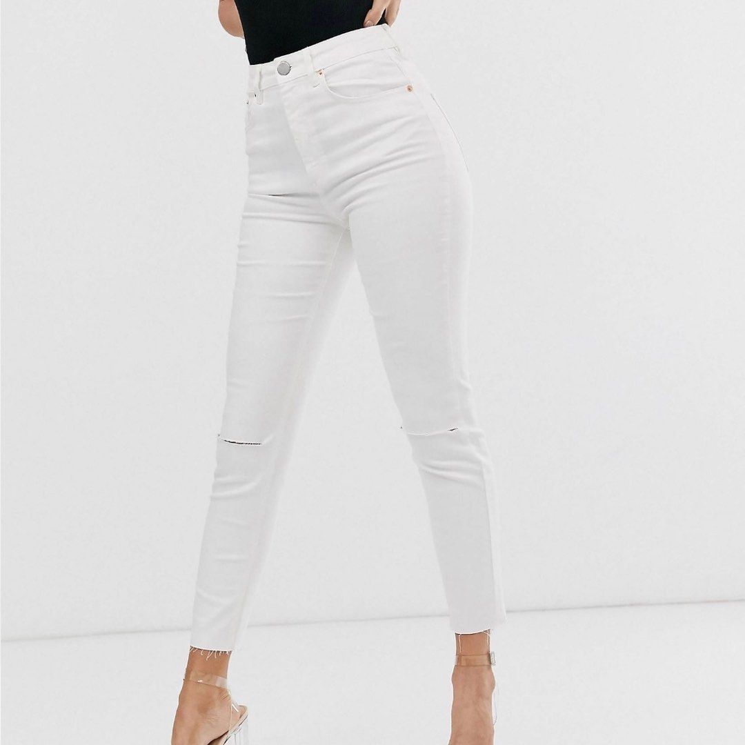 women's high rise white skinny jeans