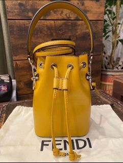FENDI Vitello Century F is Fendi Eyebrow Monster Eyes Embossed Mini Mon  Tresor Bucket Bag Fragola 740166
