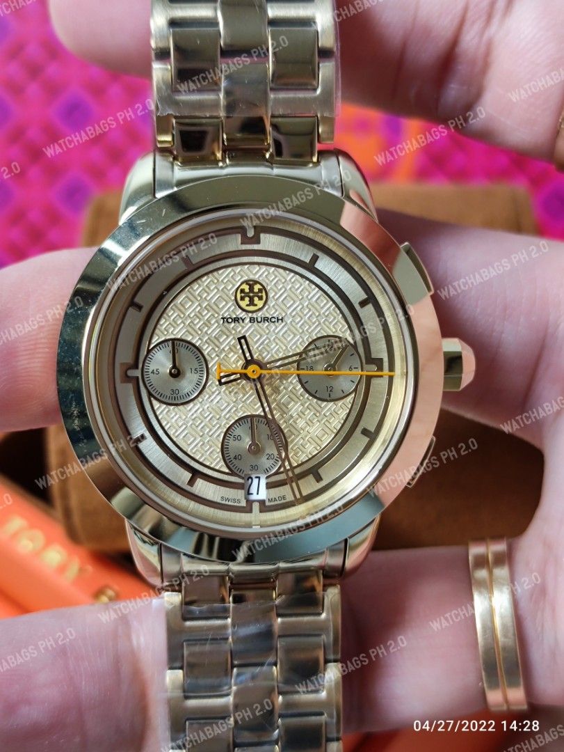 Authentic Tory Burch Classic Gold Dial Chronograph Watch, Women's Fashion,  Watches & Accessories, Watches on Carousell