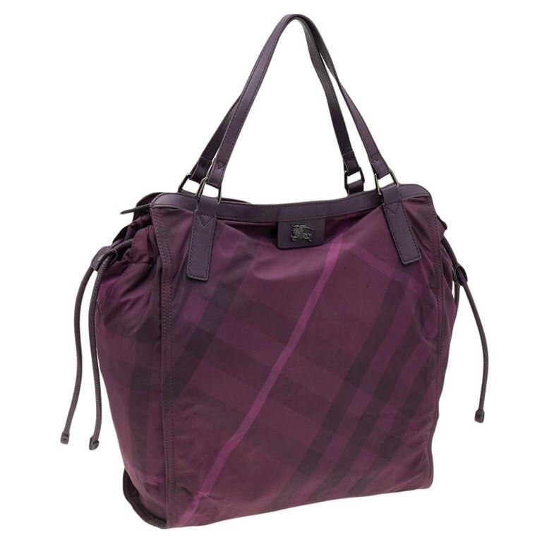 Burberry Purple Check Nylon And Leather Buckleigh Tote, Luxury, Bags &  Wallets on Carousell