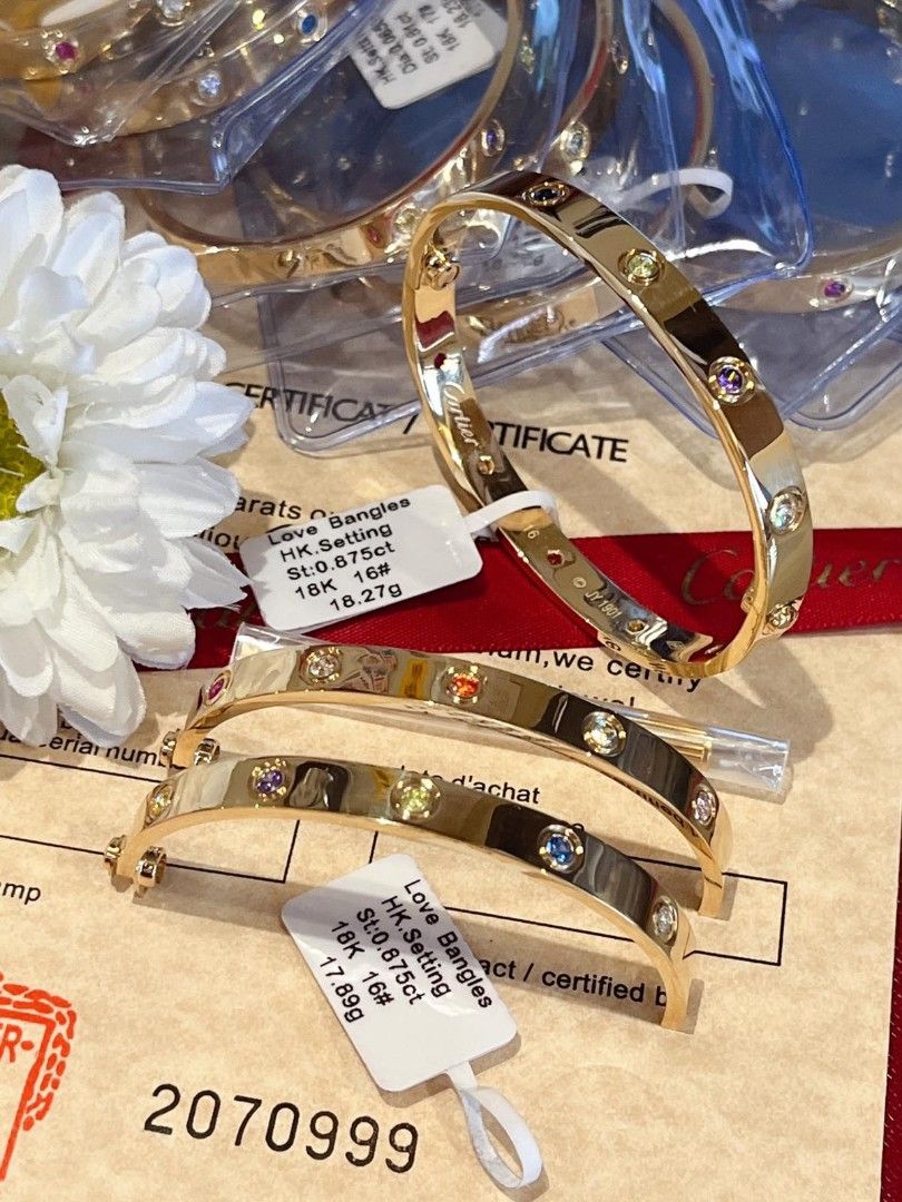 C love banggle Cartier HK setting Women s Fashion Jewelry Organizers Bracelets on Carousell