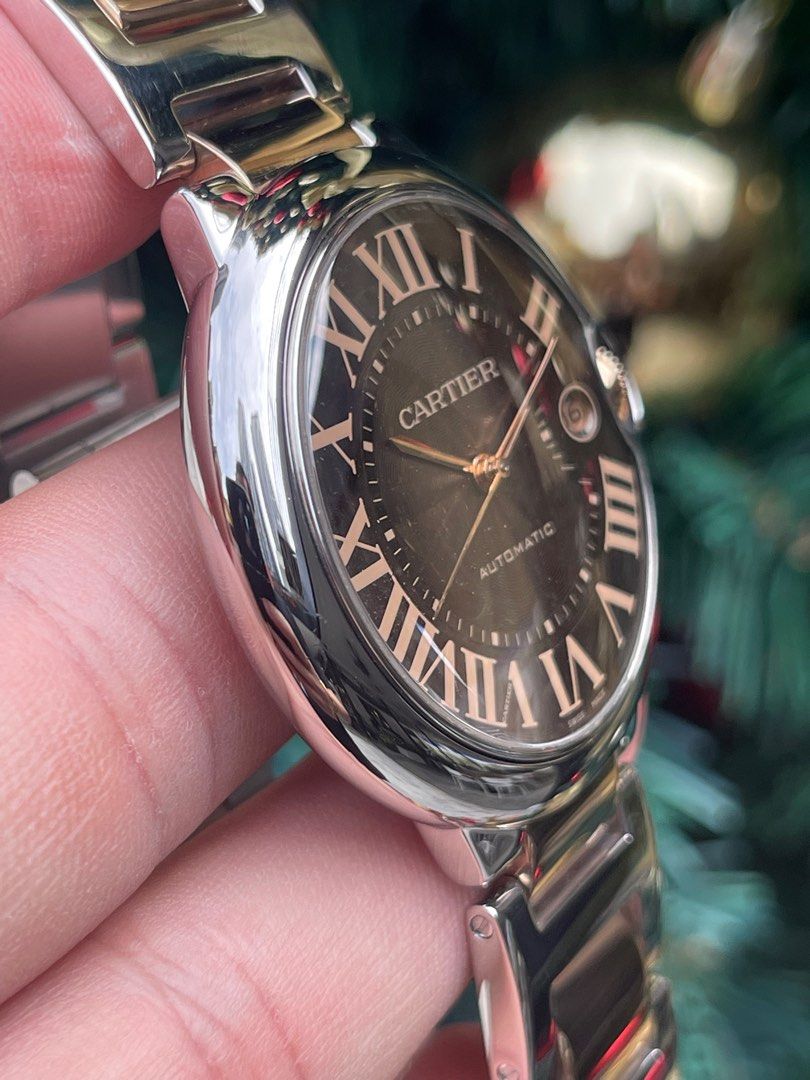 Cartier Ballon Bleu 42mm Steel Rose Gold Chocolate Dial Preowned