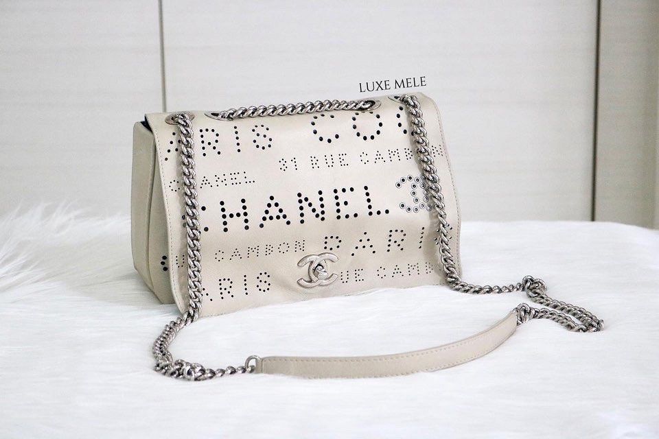 Chanel Logo Eyelets Perforated Flap Bag