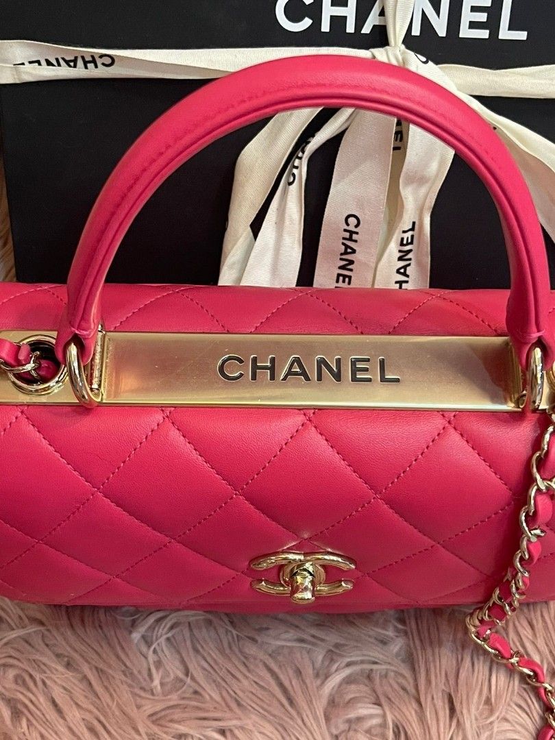 CHANEL Small Trendy CC Flap Bag with Top Handle in Mauve Pink Lambskin