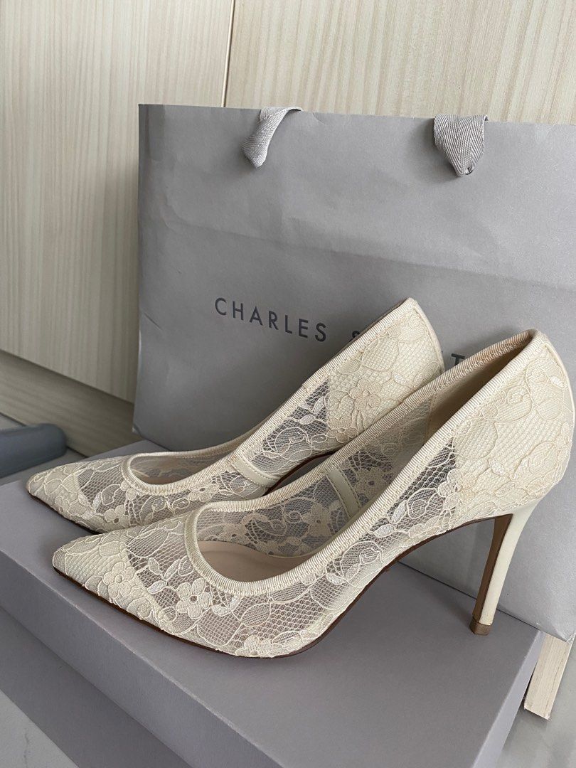 Charles Keith Lace Heels Women s Fashion Footwear Heels on