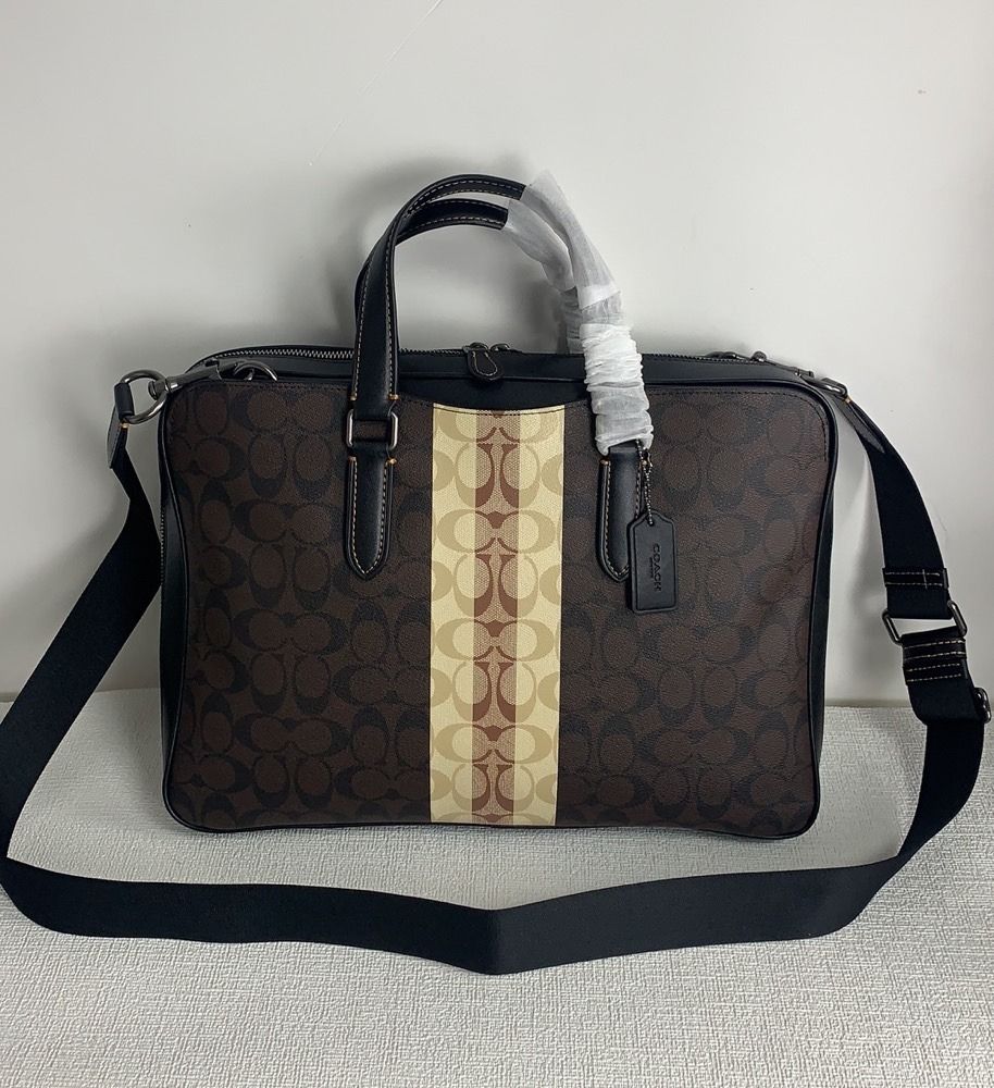 Mens leather briefcase coach discount