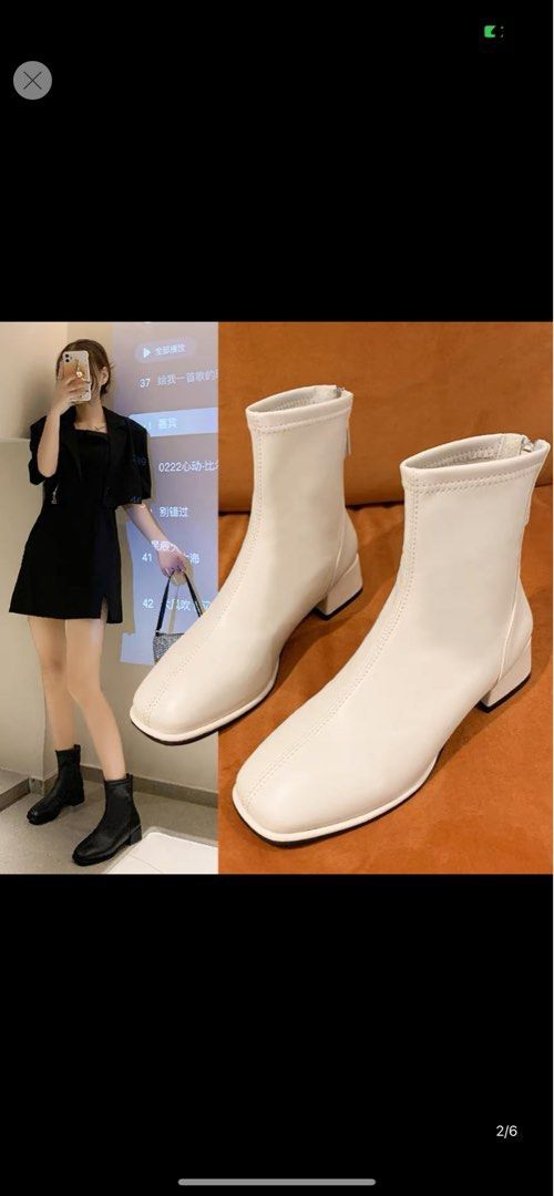 cream boots, Women's Fashion, Footwear, Boots on Carousell