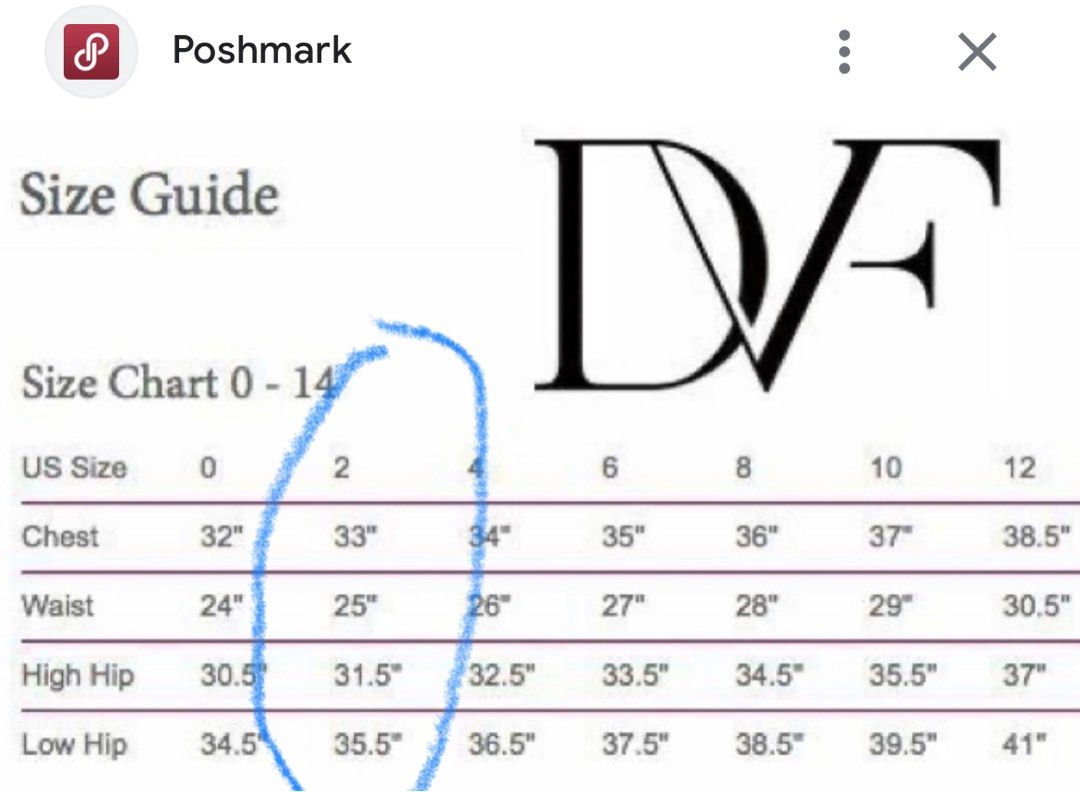 Dvf dress 2025 size chart