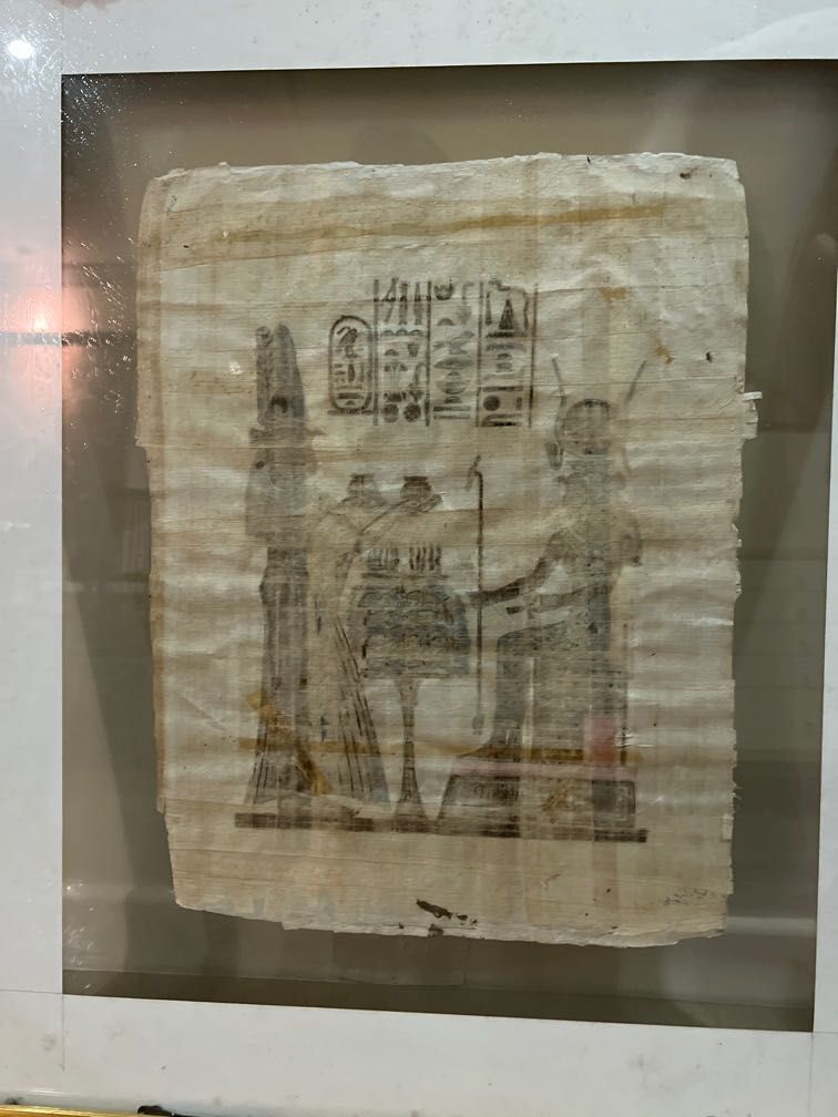 Egyptian papyrus oil painting with frame, Furniture & Home Living, Home