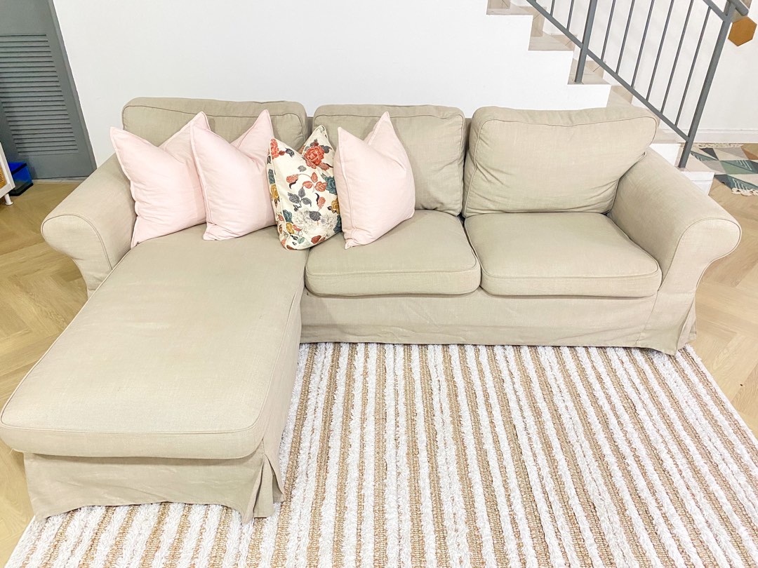 Ektorp 3 Seat Sofa with Chaise Longue (Ikea), Furniture & Home Living