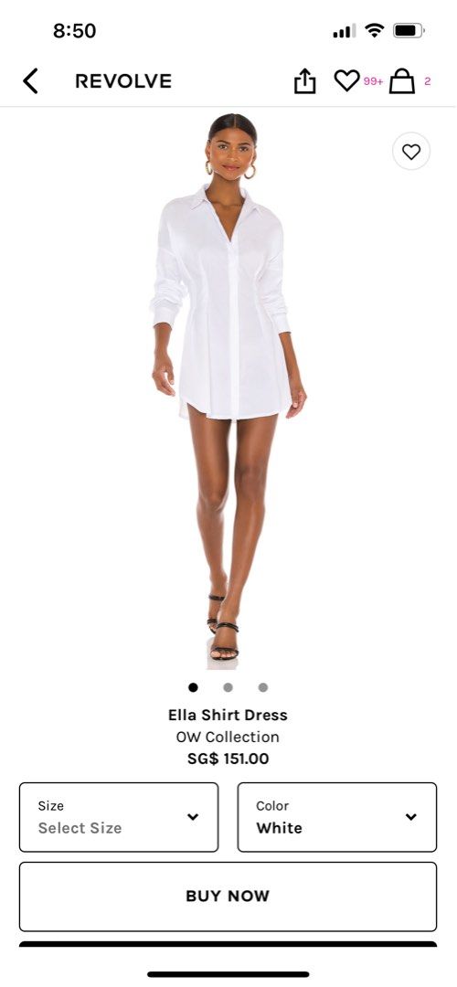 OW Collection Ella Shirt Dress in White