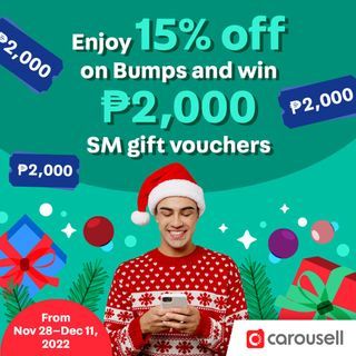 Enjoy a 15% discount on all Bumps and stand to win 2,000 PHP SM vouchers (T&Cs apply)