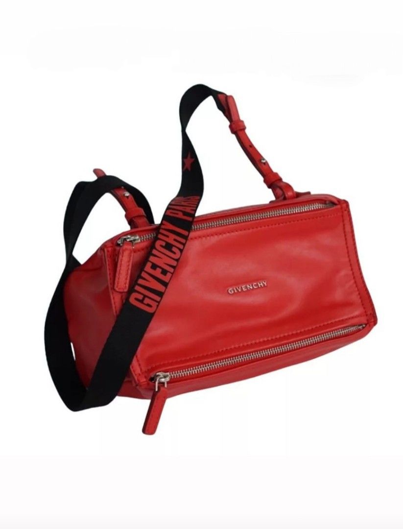 Fast Sale, Excellent, Givenchy Mini Pandora Red Logo Strap 2017, sz 24 x 13  x 11 cm, With replacement dustbag, •Nett, •Exclude ongkir ❤