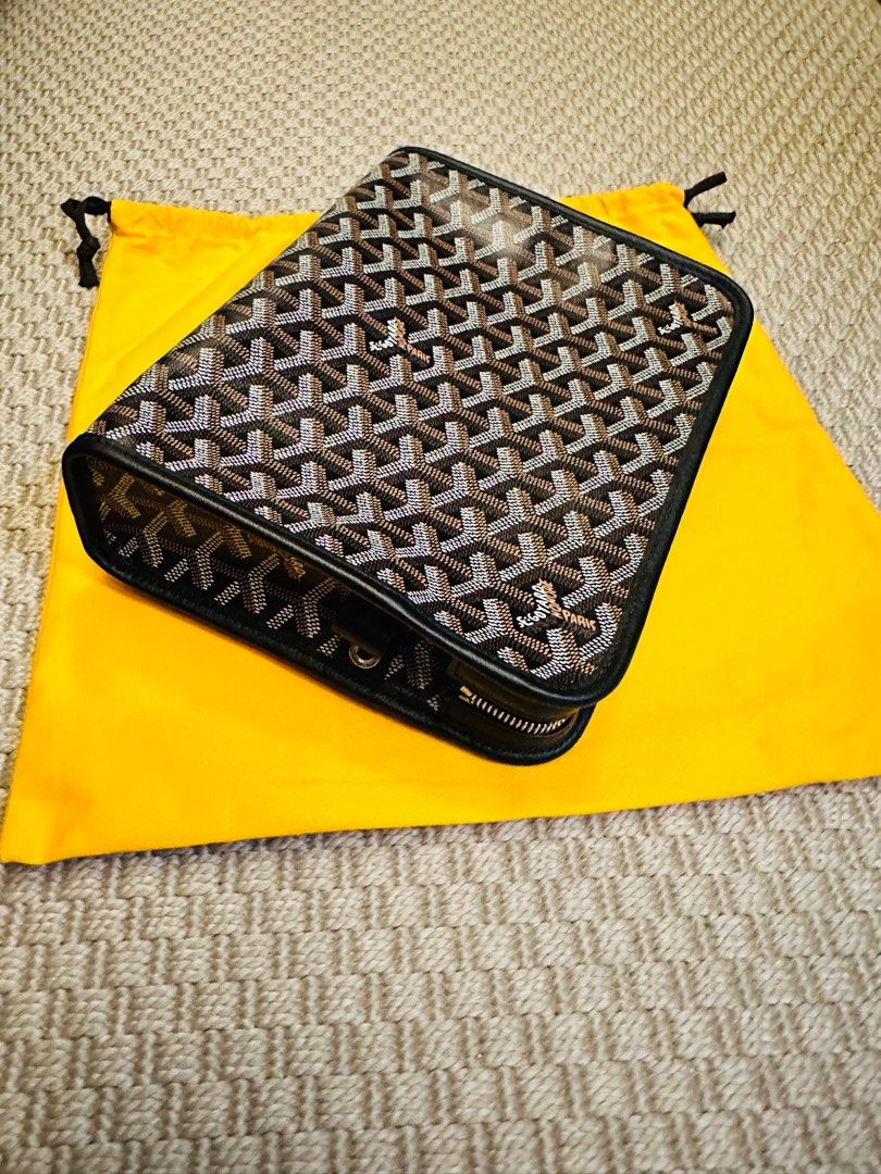 Goyard Jouvence Toiletry Bag MM Black in Canvas/Calfskin with
