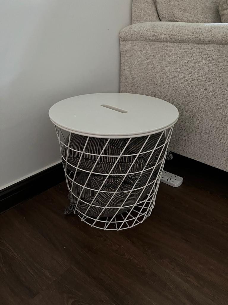 IKEA Basket Coffee Table Side Table White, Furniture & Home Living