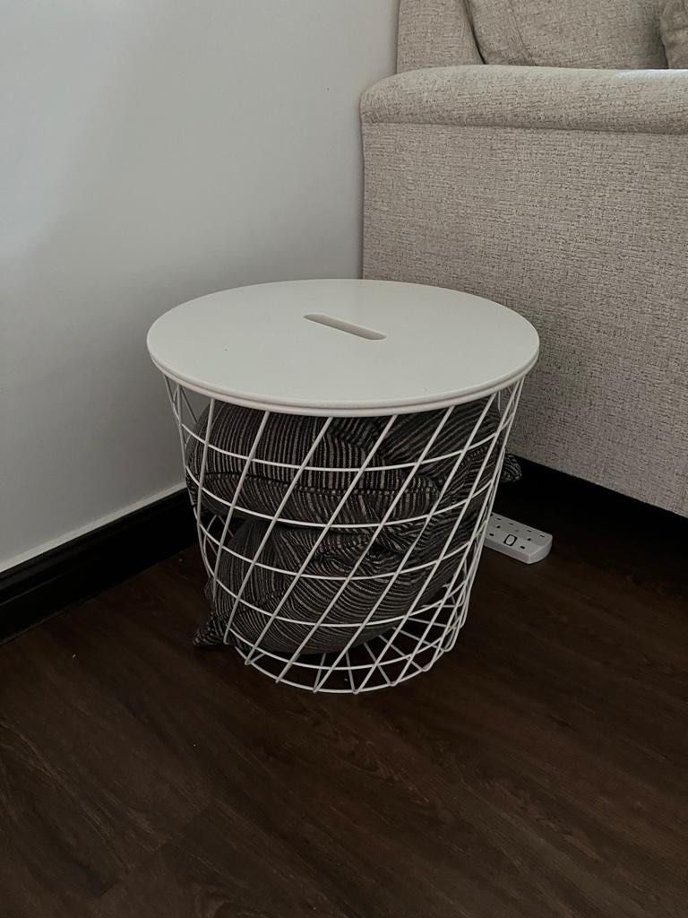 IKEA Basket Coffee Table Side Table White, Furniture & Home Living