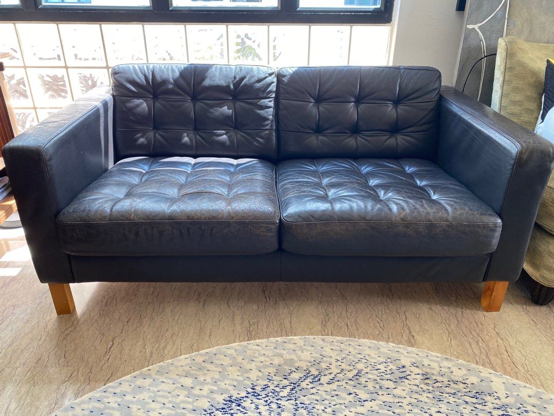 IKEA leather 2 seater sofa for free, Furniture & Home Living, Furniture, Sofas on Carousell