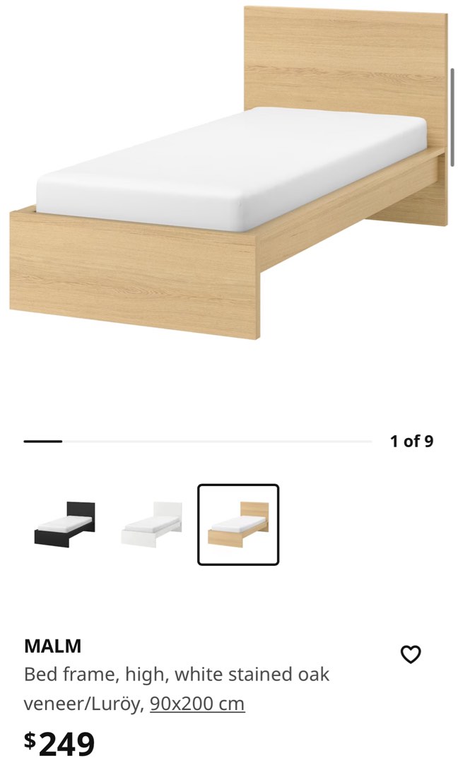 IKEA MALM single bed and bed frame, Furniture & Home Living, Furniture