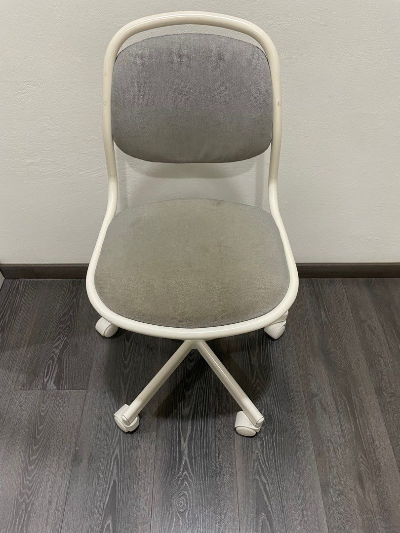 Ikea Children Orfjall chair white vissle light grey fabric
