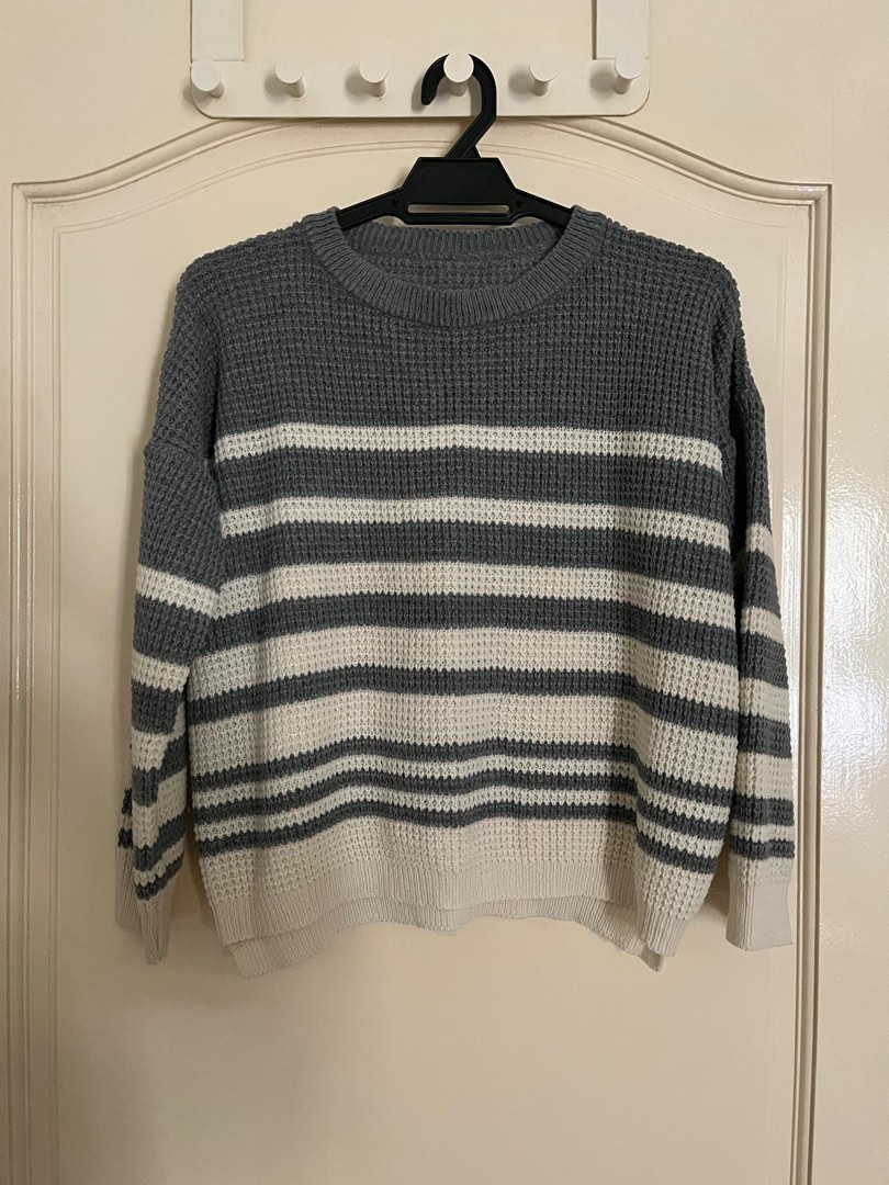 Knitwear Stripe, Women's Fashion, Tops, Longsleeves on Carousell