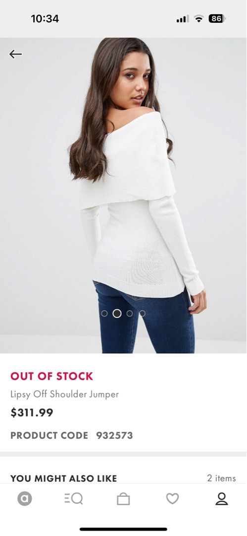 Lipsy off shoulder knit top (asos), 女裝, 上衣, 長袖衫- Carousell