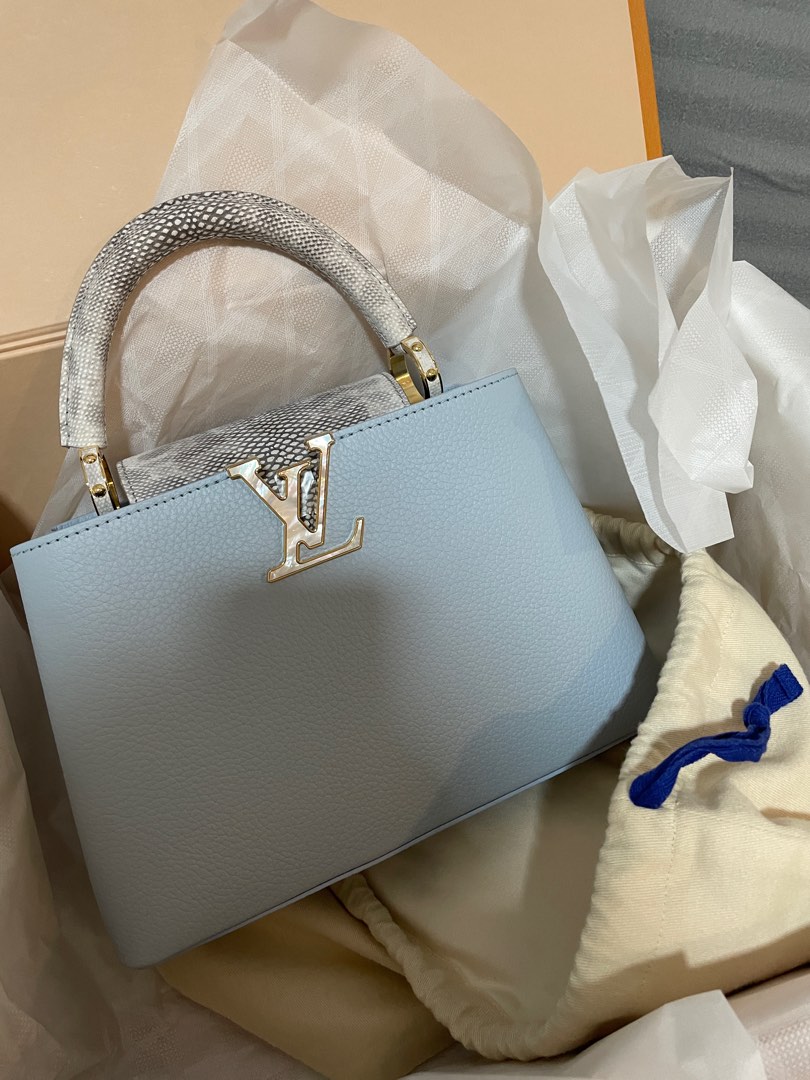 Louis Vuitton Capucines PM Crossbody Bag Hand Shoulder Light blue Woman New  Rare
