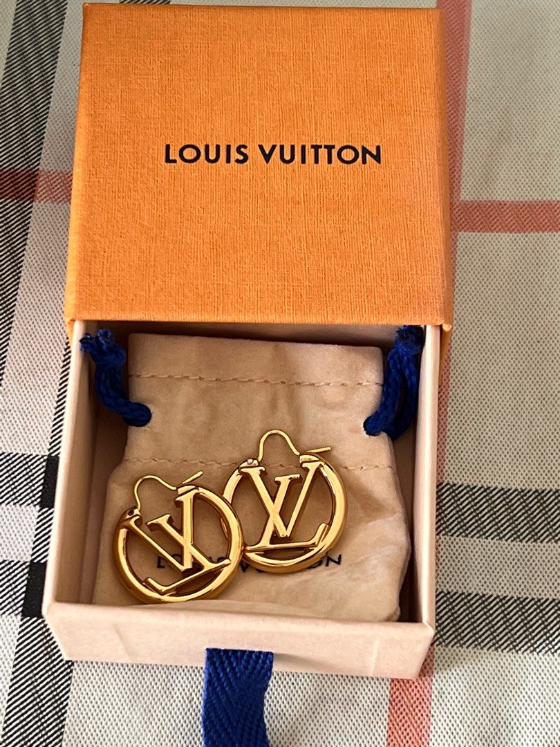 Louis Vuitton Louise Hoop GM Earrings Gently Used W/ Box, Tag, & Pouch