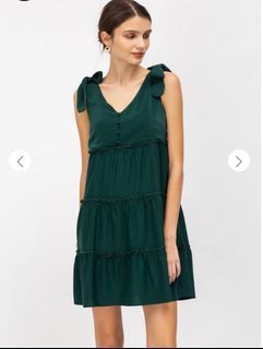Love and Bravery Tiered Dress Forest Green