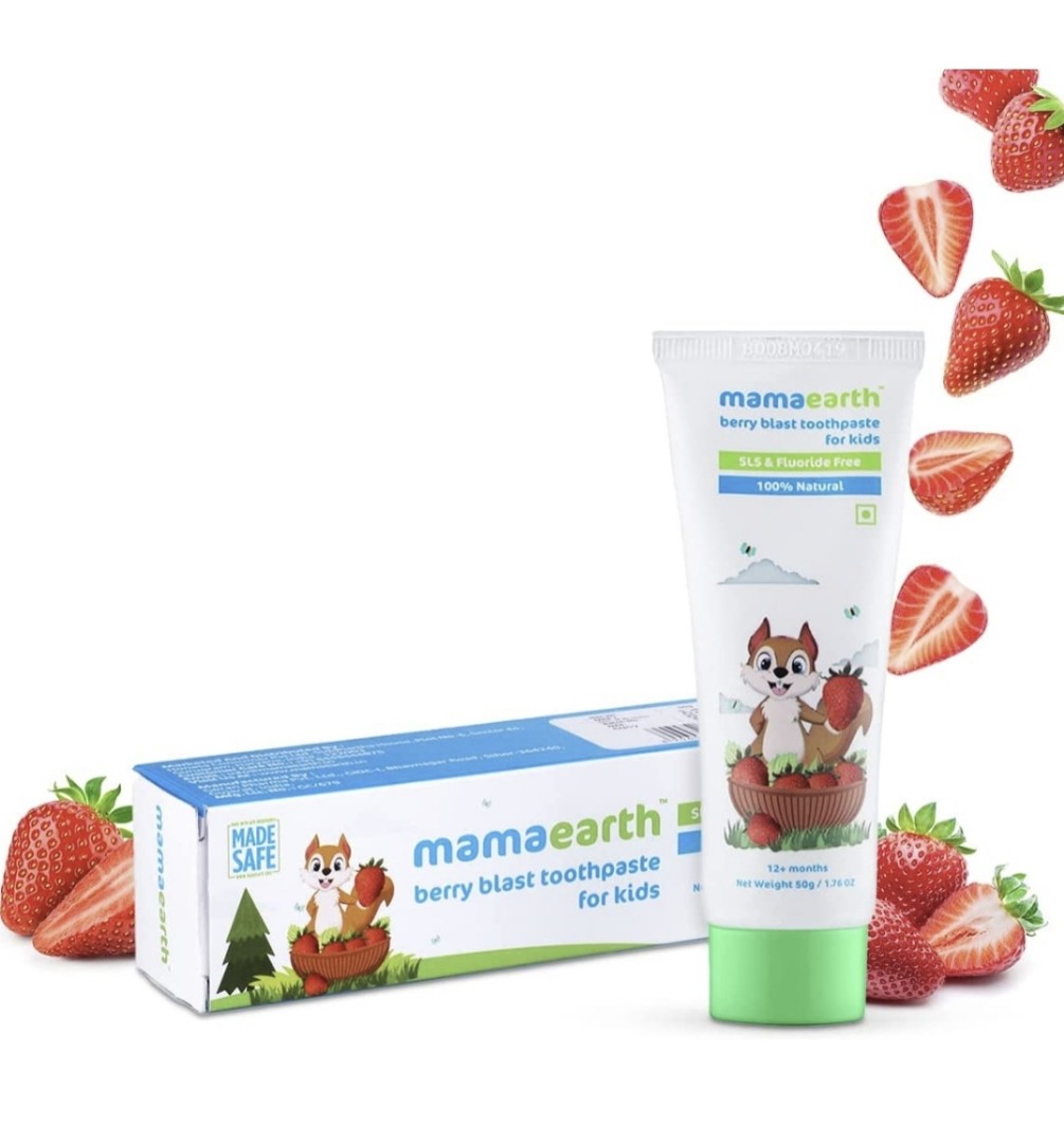 Mamaearth Baby Toothpaste, Natural Berry Blast Kids Toothpaste 50 Gm