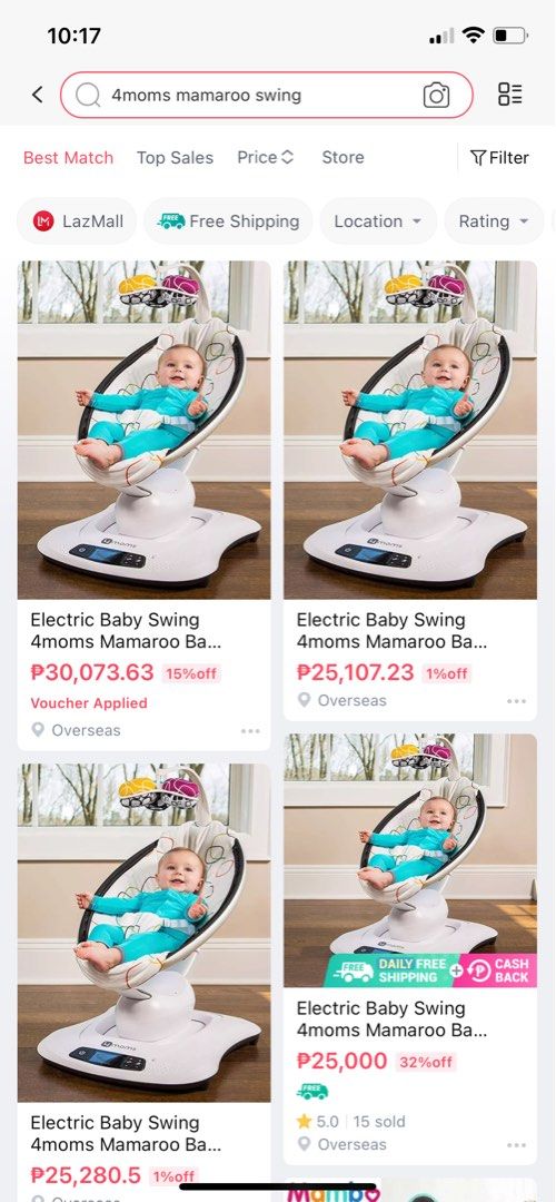 Electric swing MAMAROO 4moms take 1 plus original cushion, Babies