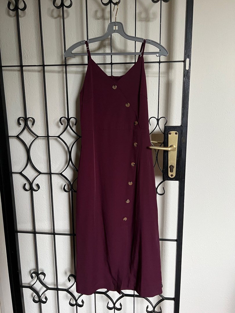 Wednesday's Girl button up corduroy smock mini dress in dark red
