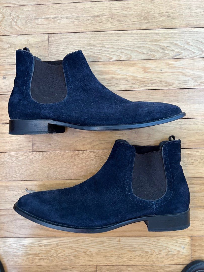 Mens blue deals suede chelsea boots