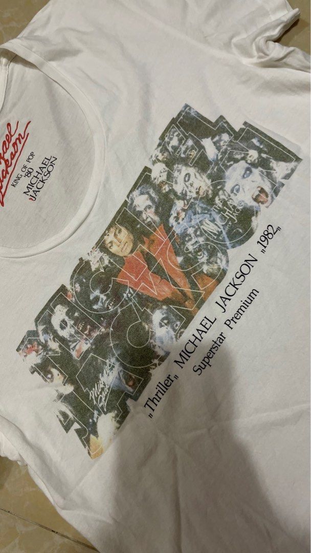 Michael Jackson Shirt Thriller 80's (Category: Shirts) located in Sorsogon. Submitted by ms.fergi (Listing ID 1199804139, Image 3). Description: 👉🏻PLEASE READ BEFORE PURCHASE 🤑 PRICE FIXED 👌🏻VINTAGE: Micheal Jackson shirt 1982 (thriller) Ladies 👌🏻Well use but not abuse 👌🏻Normal color : dirty white 👌🏻Fit to medium to semi large 💵MOP: GCASH 📦MOD: J&t, LBC ( SF BUYER).