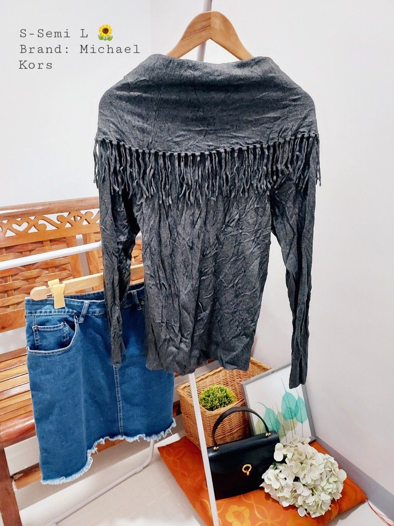 Michael Kors Fringe Cowl Neck Sweater Pullover Women s Fashion
