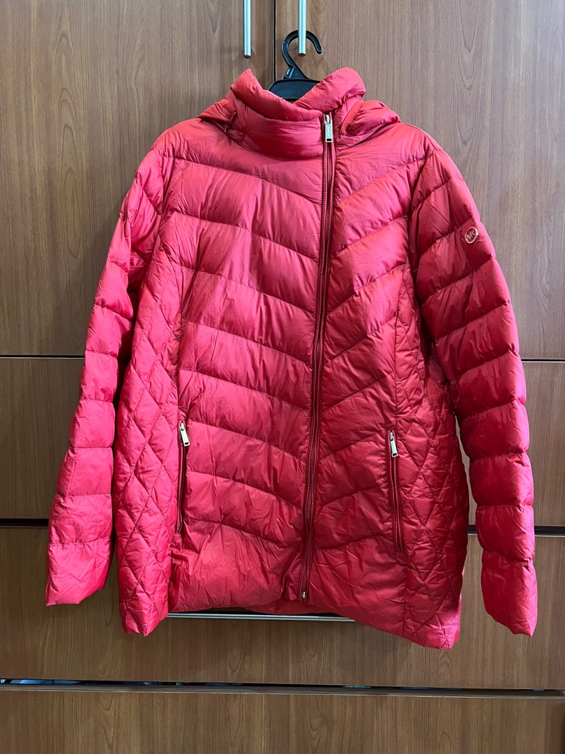 Michael kors red packable down jacket hot sale