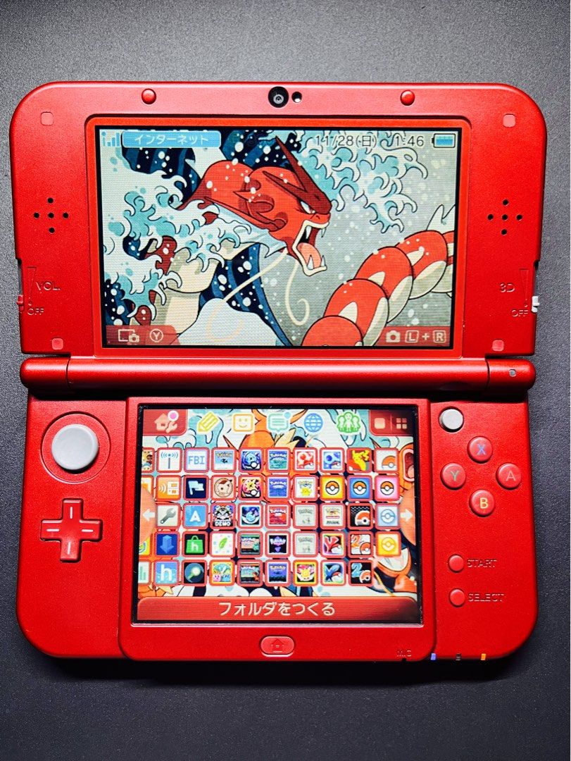 Nintendo 3DS LL metallic Red MODDED 
