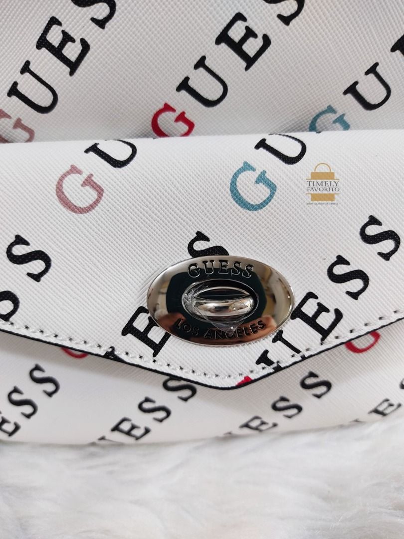 ORIGINAL Twoway Guess Willie Logo Backpack/Sling bag White, Women's Fashion, Bags & Wallets