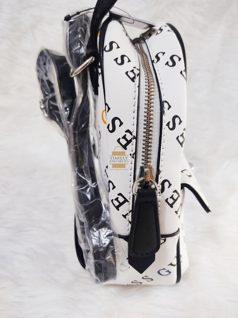 ORIGINAL Twoway Guess Willie Logo Backpack/Sling bag White, Women's Fashion, Bags & Wallets