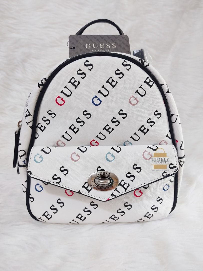 ORIGINAL Twoway Guess Willie Logo Backpack/Sling bag White, Women's Fashion, Bags & Wallets