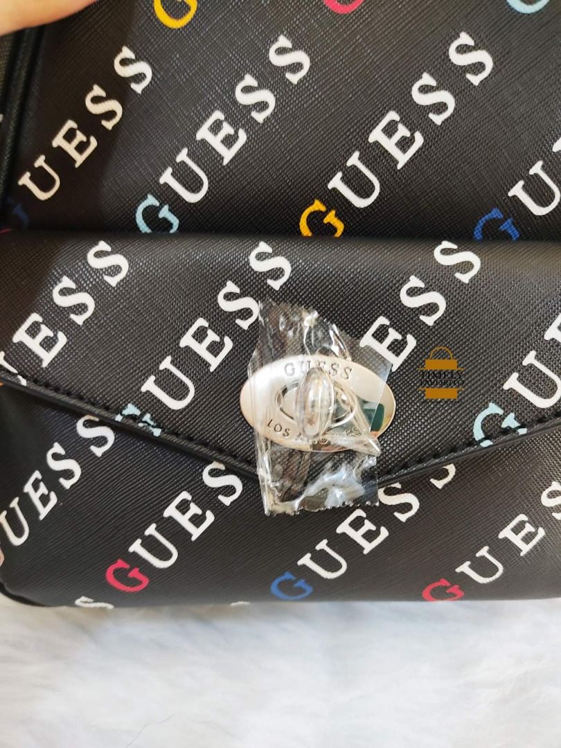 ORIGINAL Twoway Guess Willie Logo Backpack/Sling bag Black, Women's Fashion, Bags & Wallets