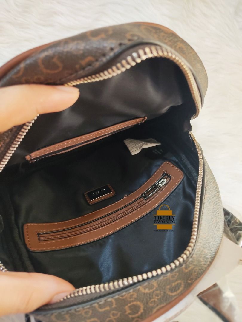 ORIGINAL Twoway Guess Willie Logo Backpack/Sling bag brown, Women's Fashion, Bags & Wallets