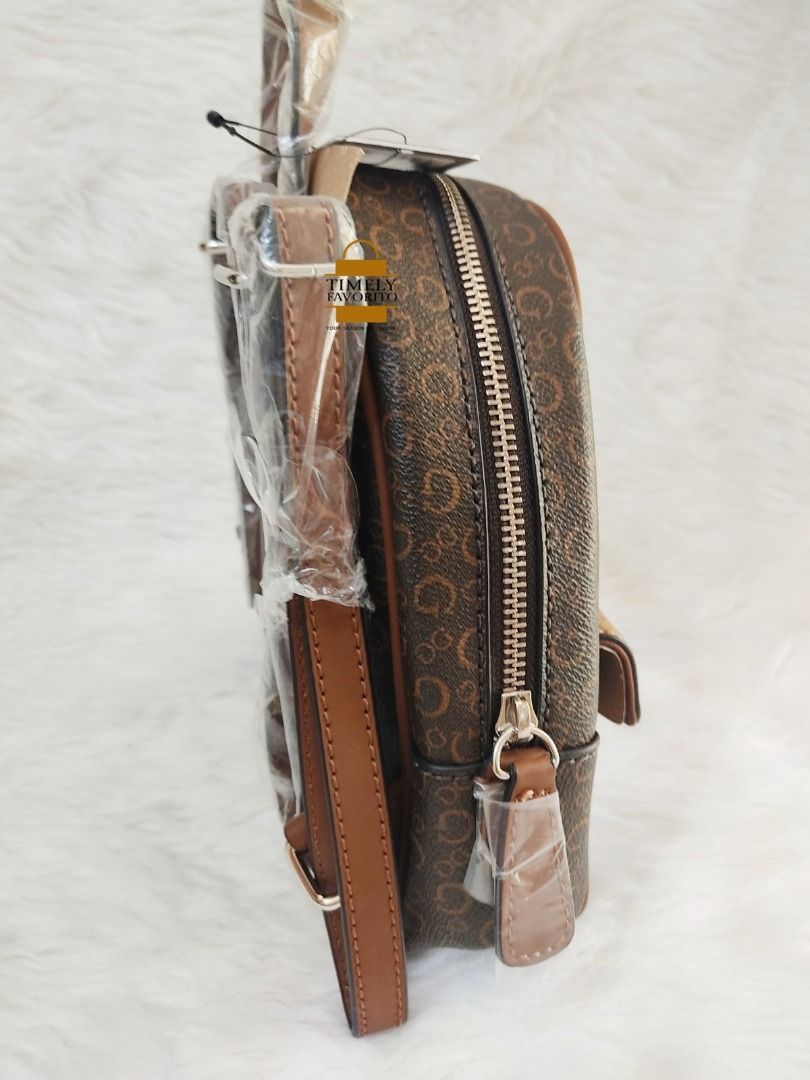ORIGINAL Twoway Guess Willie Logo Backpack/Sling bag brown, Women's Fashion, Bags & Wallets