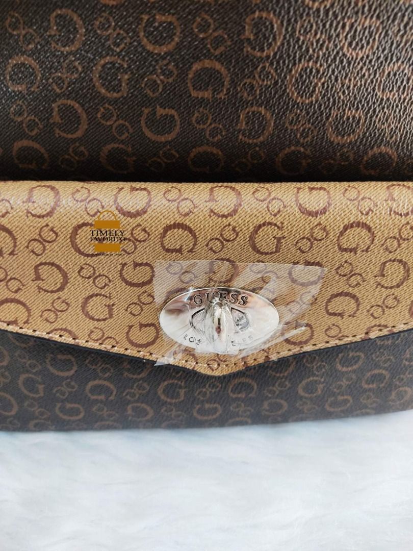 ORIGINAL Twoway Guess Willie Logo Backpack/Sling bag brown, Women's Fashion, Bags & Wallets