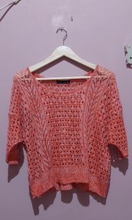 Oversize crop atasan knit jaring like new